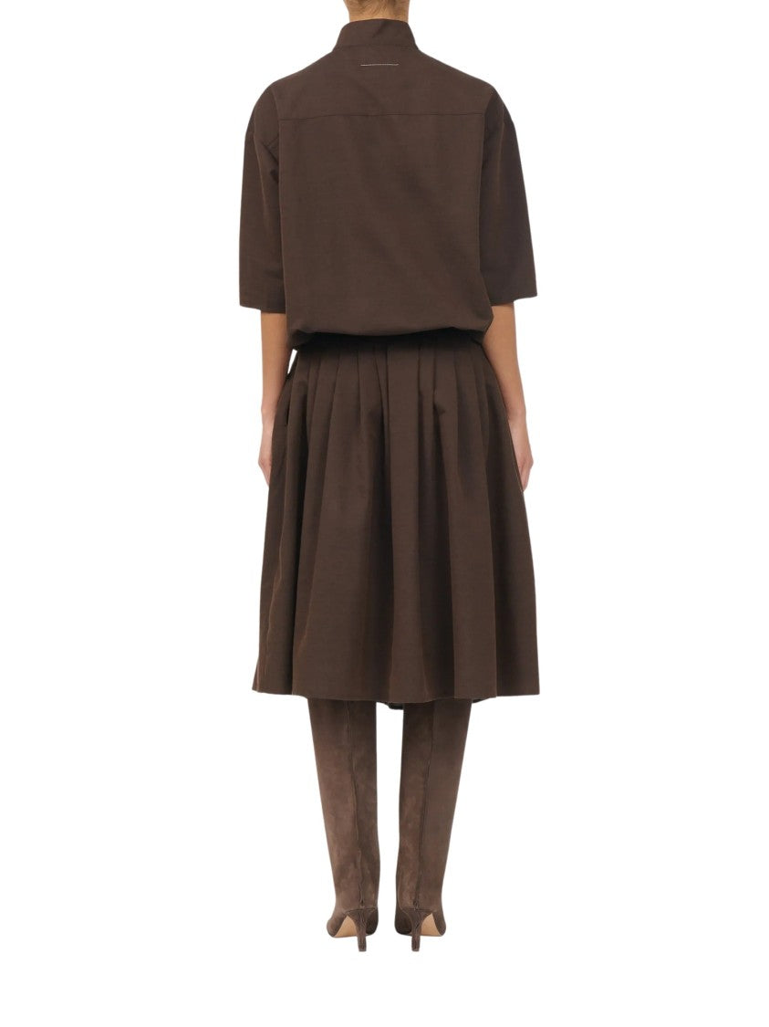 Mm6 By Maison Margiela Anatomic Pleated Midi Wool Midi Dress