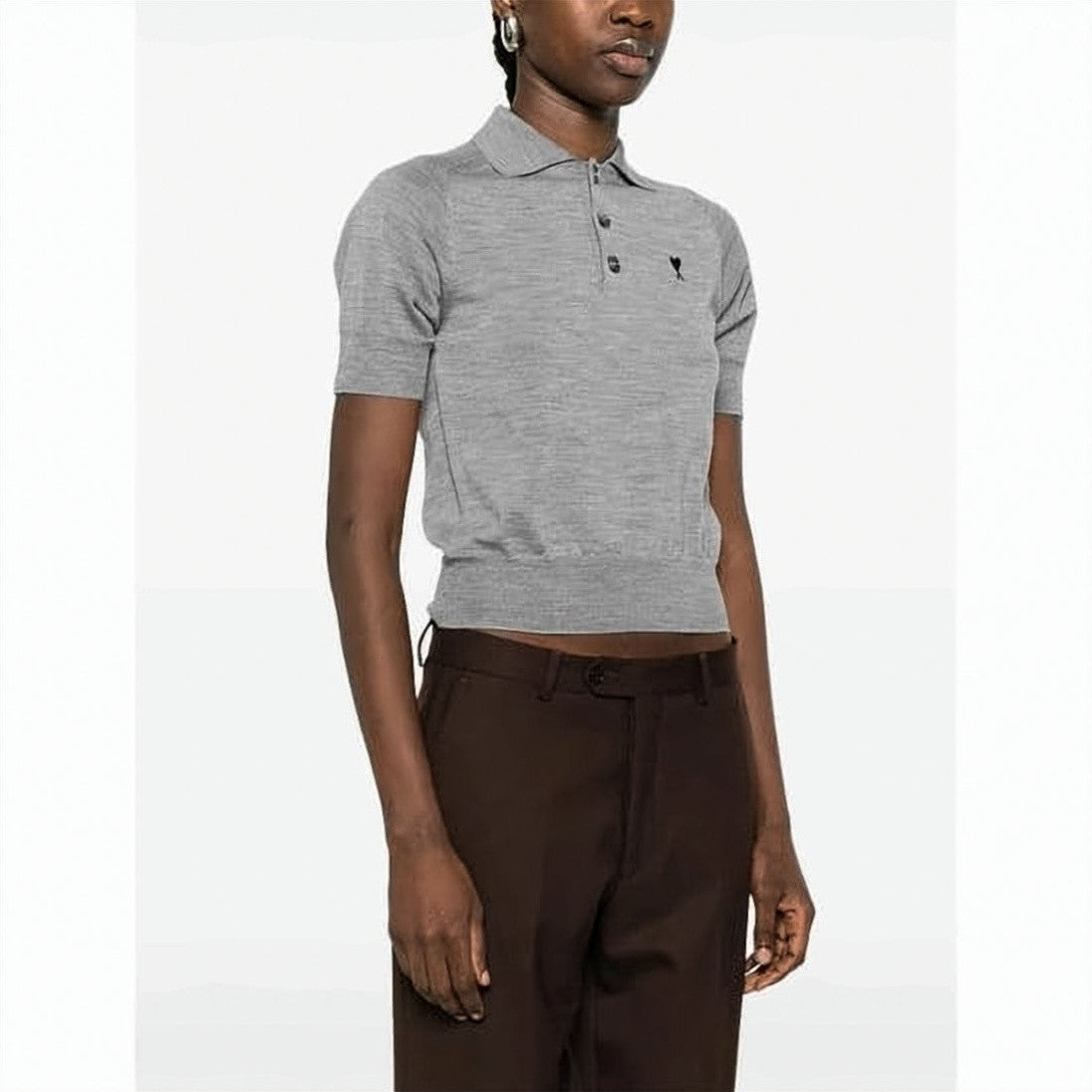 Ami Paris Short-Sleeved Polo Shirt In Fine Wool