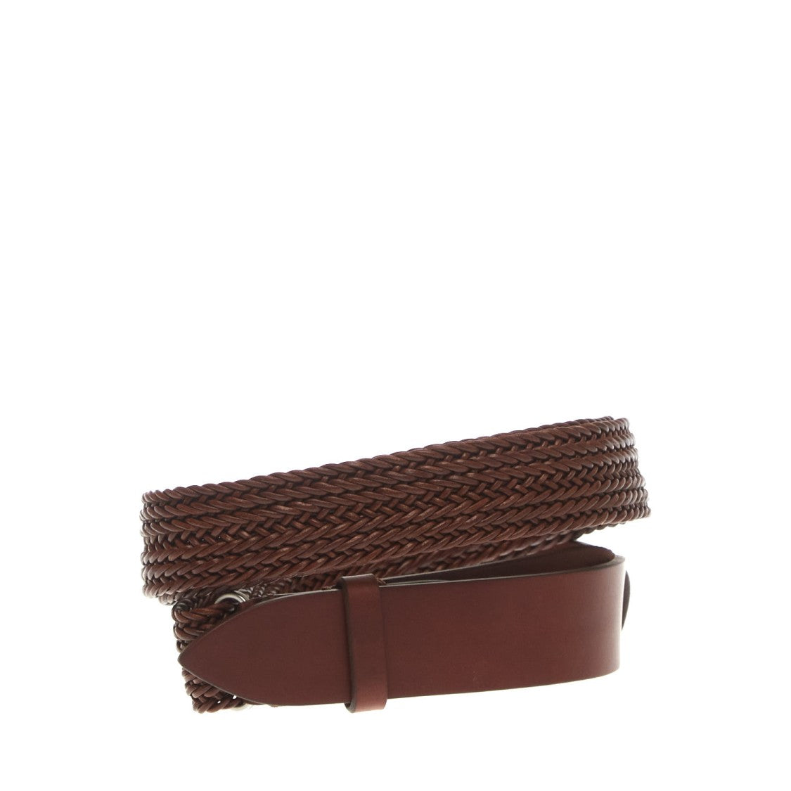Orciani Nobuckle Weave Leather Belt