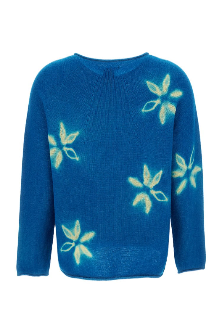 Suzusan Floral Shibori Cashmere Crew Neck Pullover