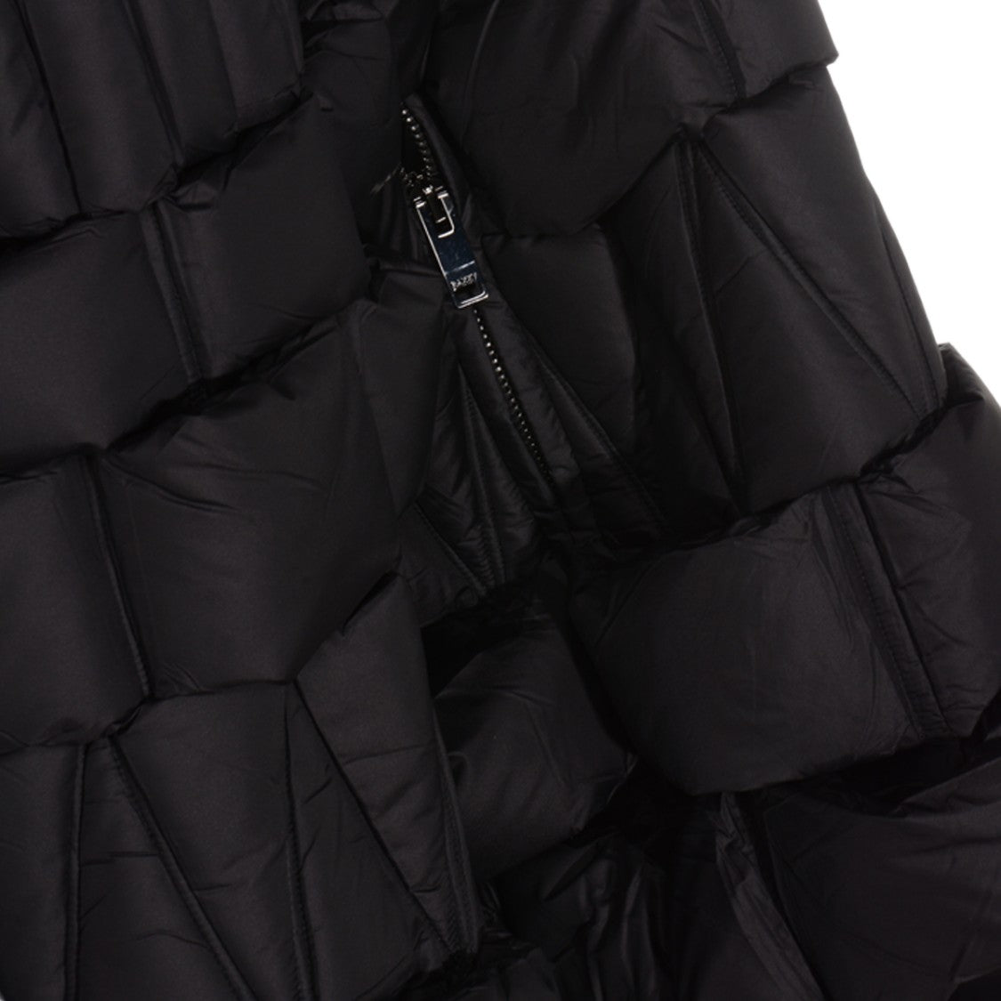 Raxxy Quilted Black Coat With Scalloped Padding