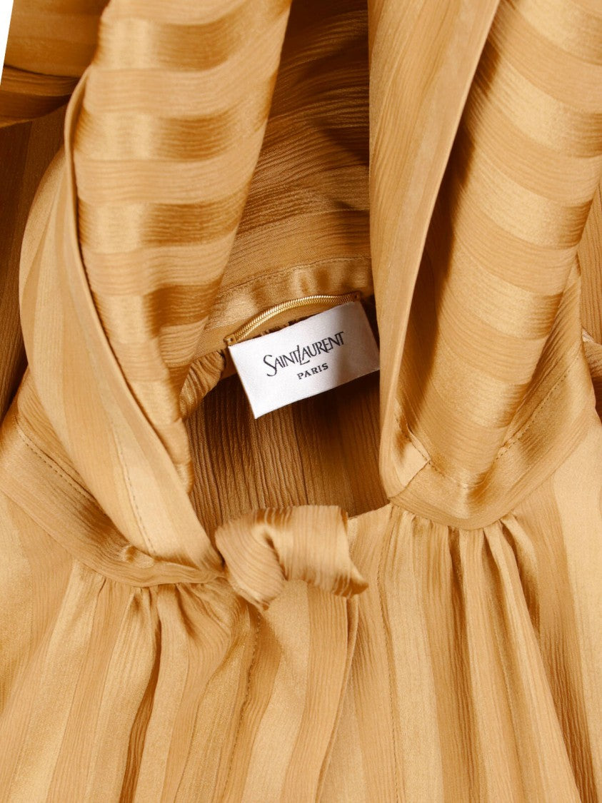 Saint Laurent Beige Lavallière Silk Blouse