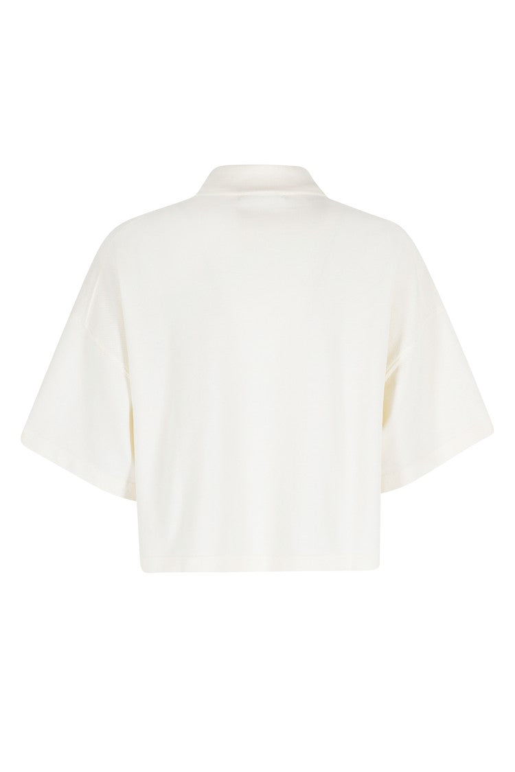 Maison Kitsuné Cream Oversize Front-Embroidered Cotton Polo Shirt