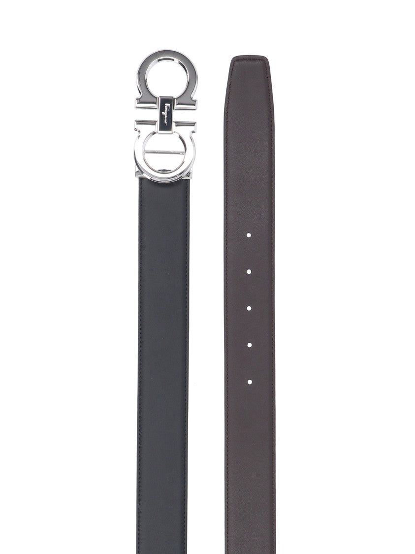 Ferragamo "Gancini" Reversible Belt Black