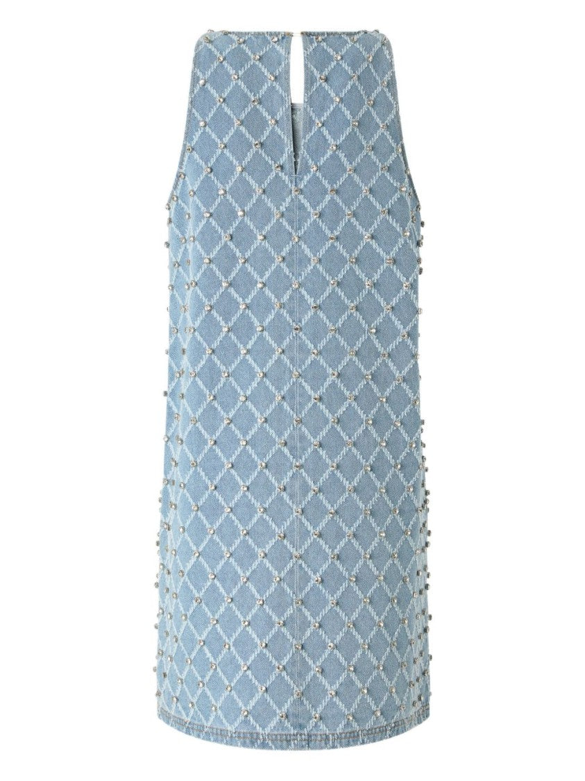 Pinko Sleeveless Denim Dress With Rhinestone Detailing
