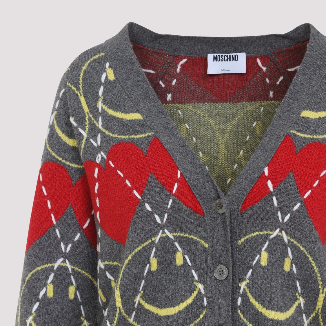 Moschino Smile Grey Wool Cardigan