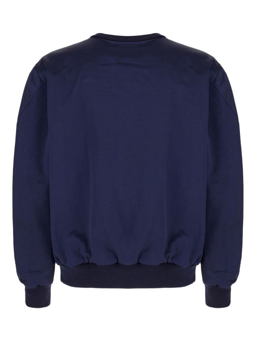 Givenchy Blue Ribbed Trim Logo Patch Sweater