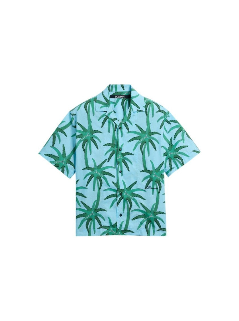 Jacquemus Jean Shirt Print Palmtrees Star Blue