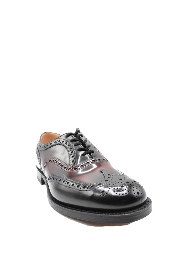 Church's Black Leather Burgundy-Panel Wingtip Derby Shoes