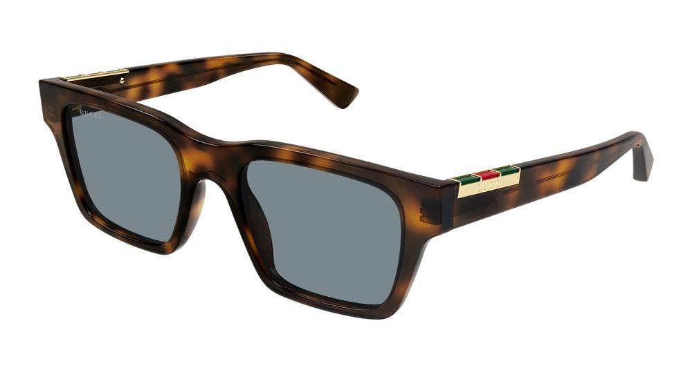 Gucci Havana Gold Accents Square Sunglasses