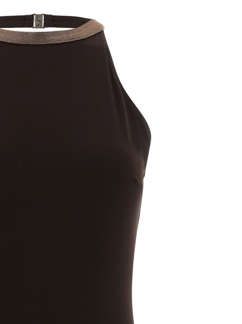 Brunello Cucinelli One-Piece Swimsuit With Precious Collar Detail