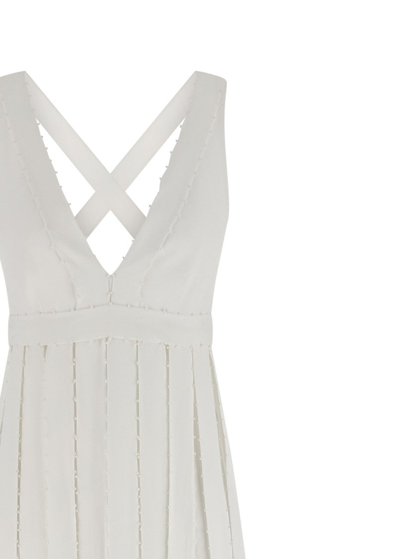 Giovanni Bedin Long Silk Blend Dress With Mini Pearls