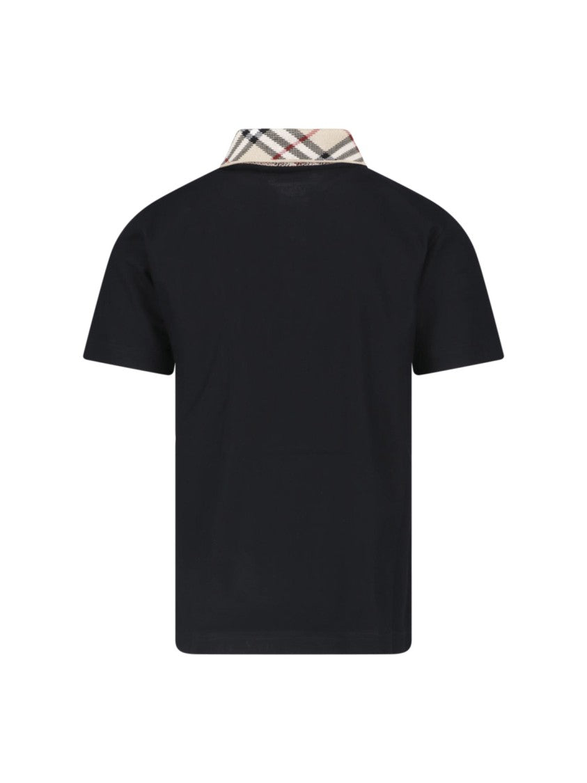 Burberry Short-Sleeved Polo Shirt With Distinctive Plaid Collar