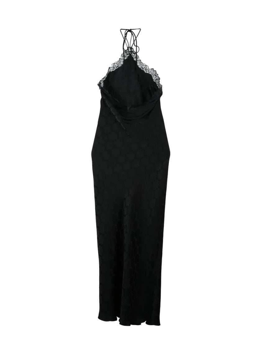 Stella Mccartney Black Lace Trim Viscose Lingerie Midi Dress
