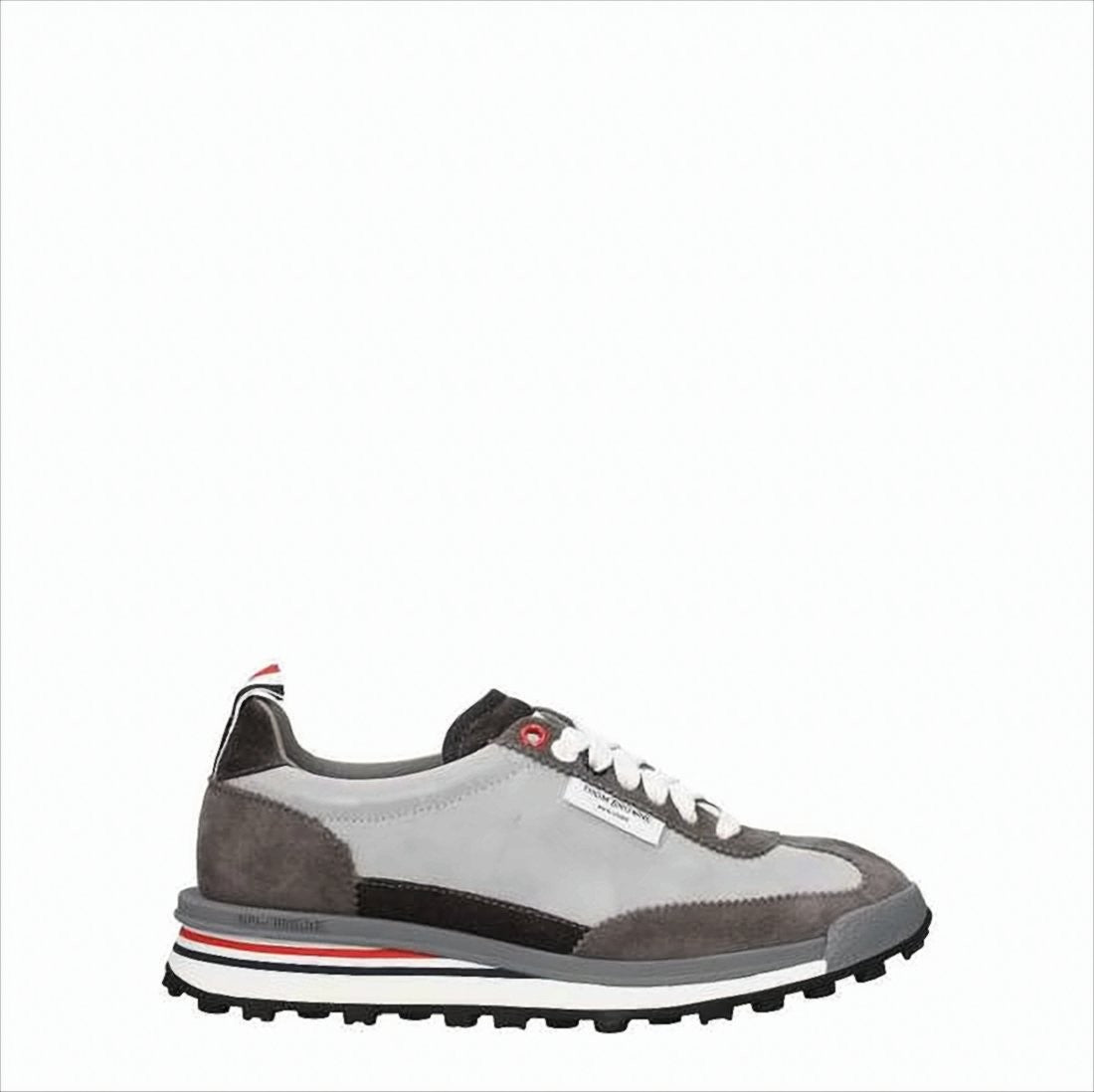 Thom Browne Neutral Tone Leather Sneakers With Textured Sole