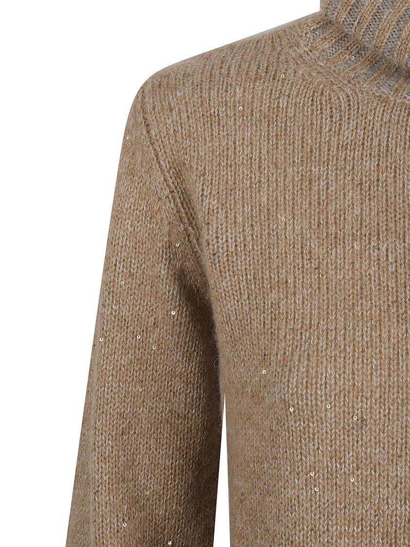 Fabiana Filippi Ribbed Turtleneck Sweater With Subtle Sparkle