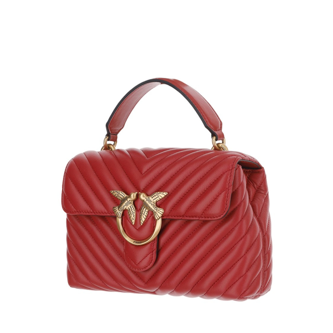 Pinko Red Love Lady Puff Big Quilted Leather Shoulder Bag