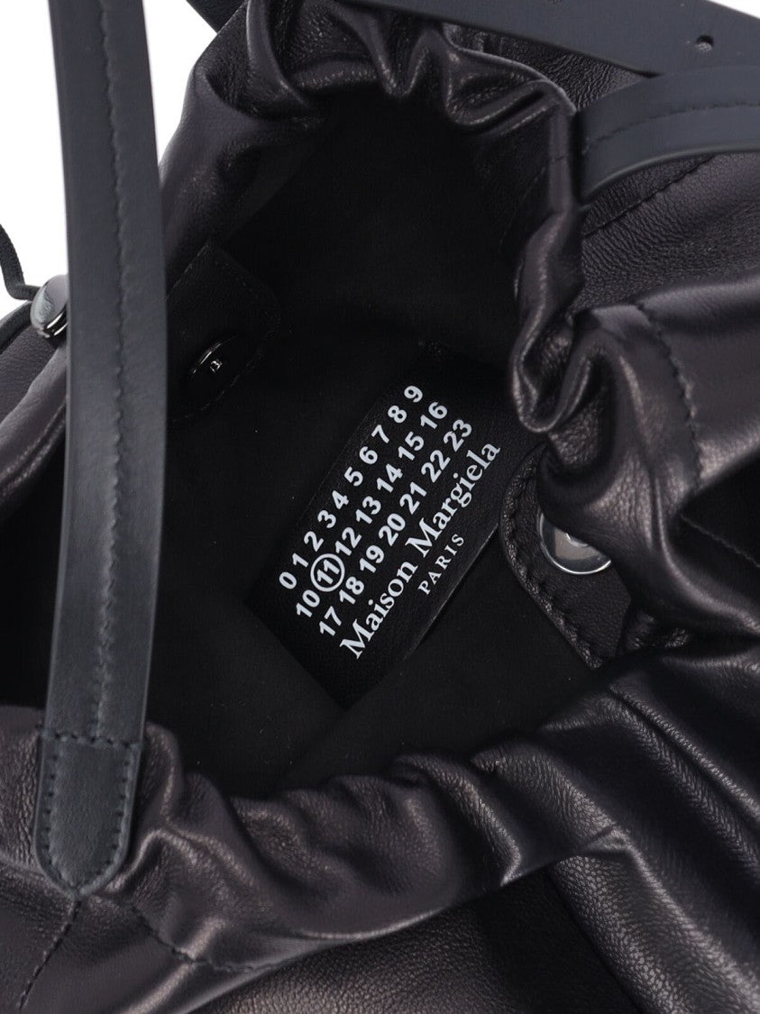 Maison Margiela Black Lambskin Bucket Bag With Adjustable Drawstring