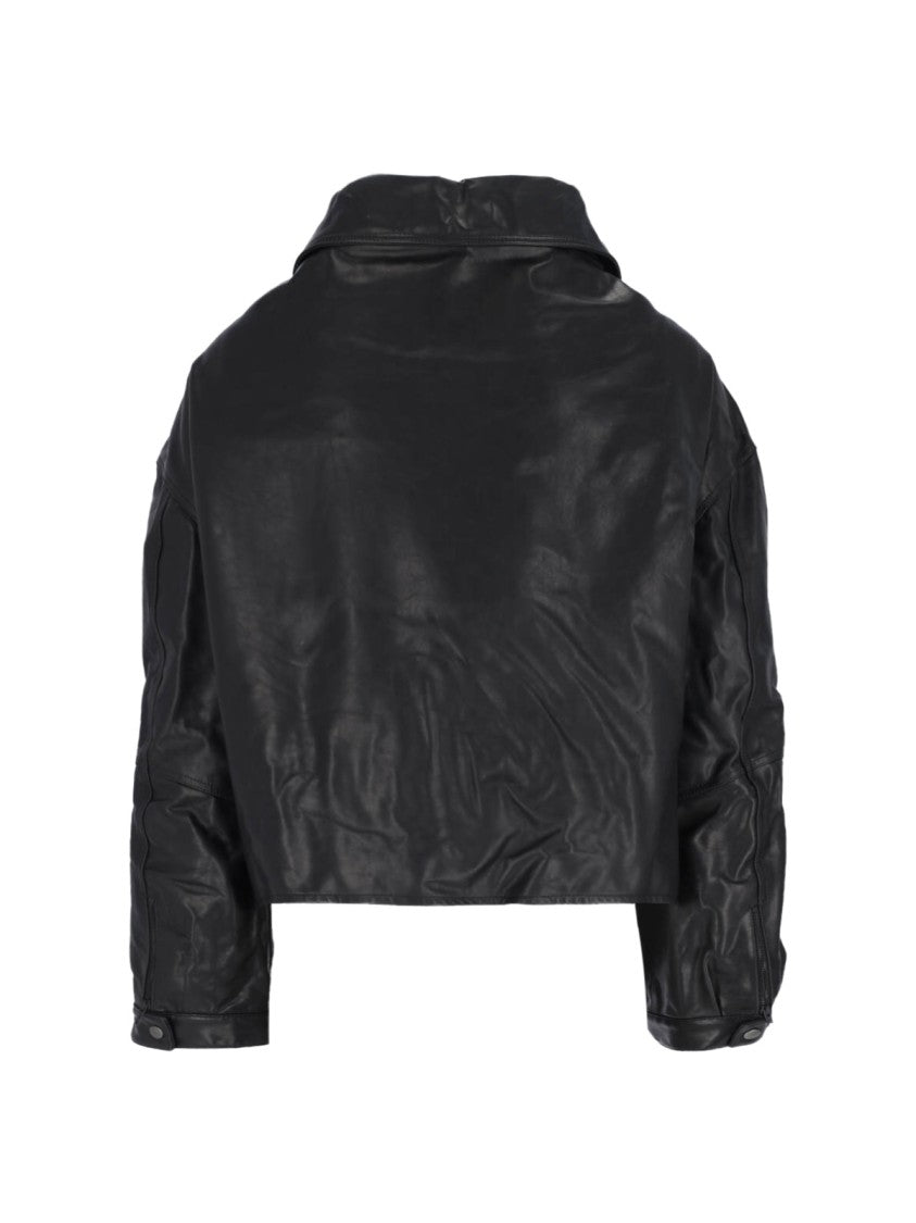 Balenciaga Leather Zip Jacket Black