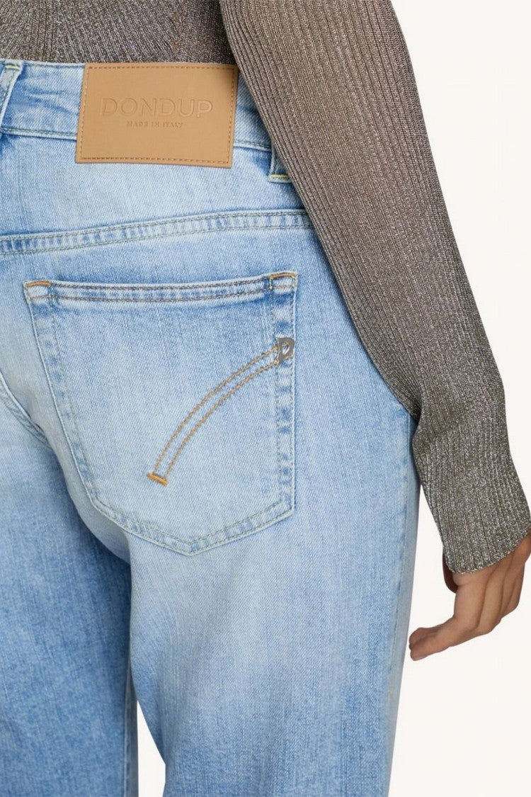 Dondup Blue Cotton-Elastane Light-Wash Tapered Jeans