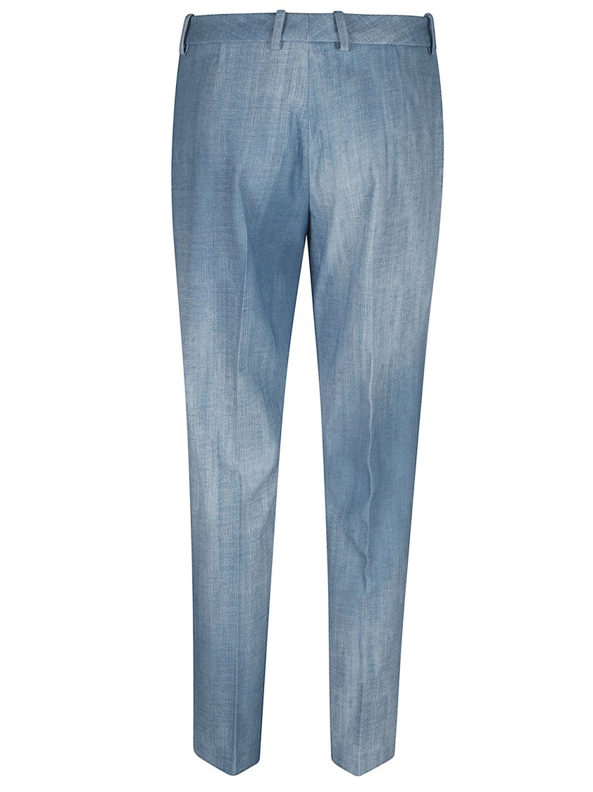 Ermanno Scervino Tailored Blue Trousers With Mid-Rise Waist