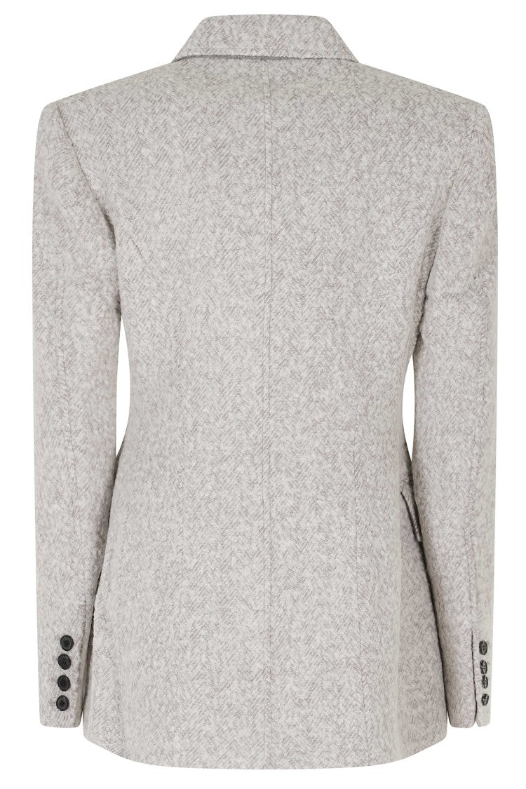 La Piscine Grey Wool-Blend Double-Breasted Blazer