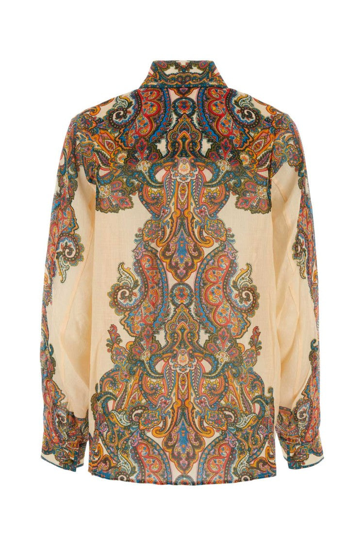 Zimmermann Printed Ramie Oversize Ottie Shirt