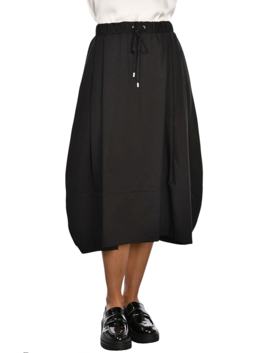 Gran Sasso Voluminous Black Midi Skirt With Gathered Waistband
