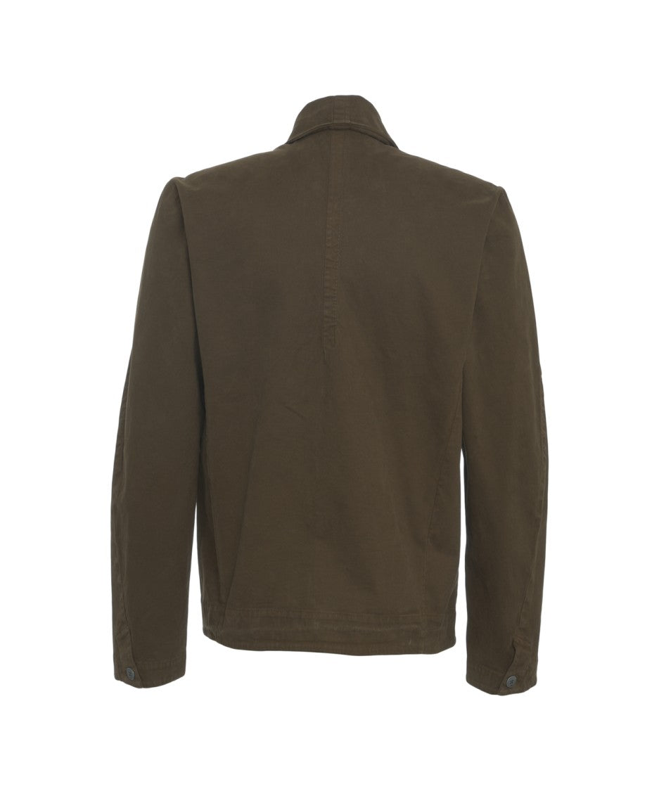 Transit Classic Brown Overshirt With Buttoned Cuffs And Textured Finish