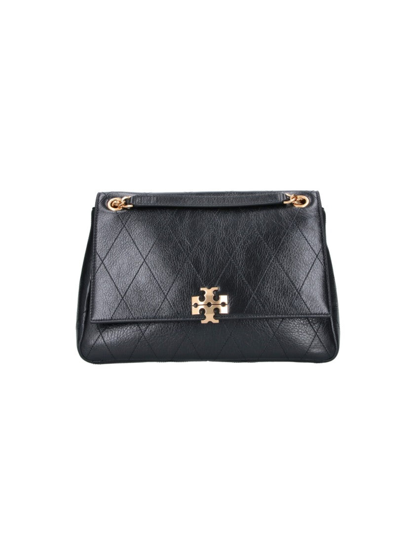 Tory Burch Black Quilted Leather Charlie Shoulder Bag