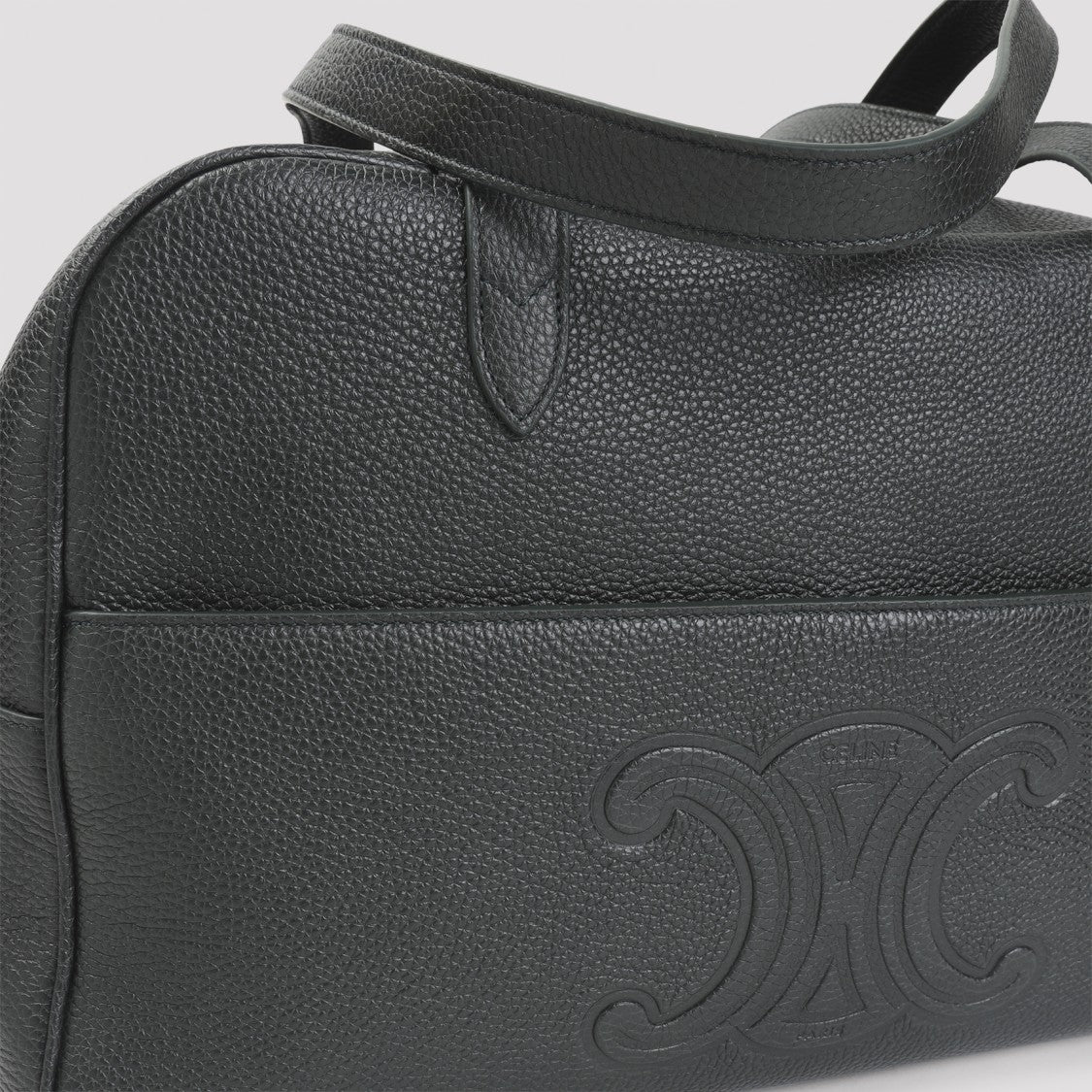 Celine Night Green Calf Leather Duffle Bag With Signature Detailing