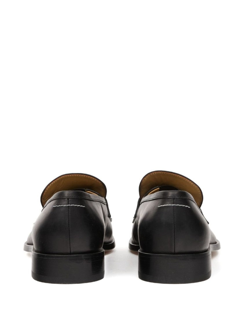 Mm6 By Maison Margiela Split-Toe Loafers In Black Calf Leather