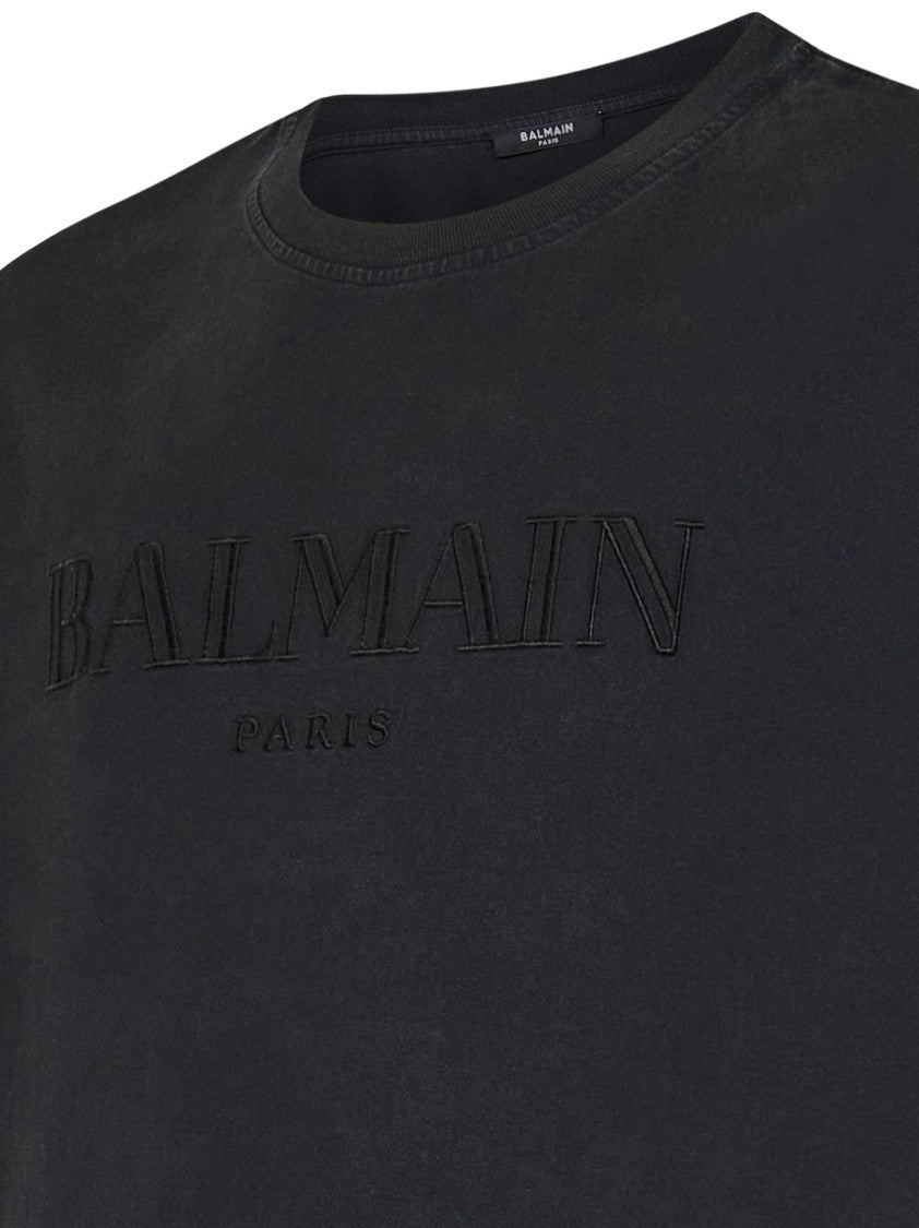 Balmain Vintage Grey Cotton Jersey T-Shirt