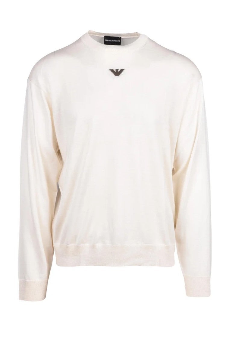 Emporio Armani Virgin Wool Crewneck Sweater - White