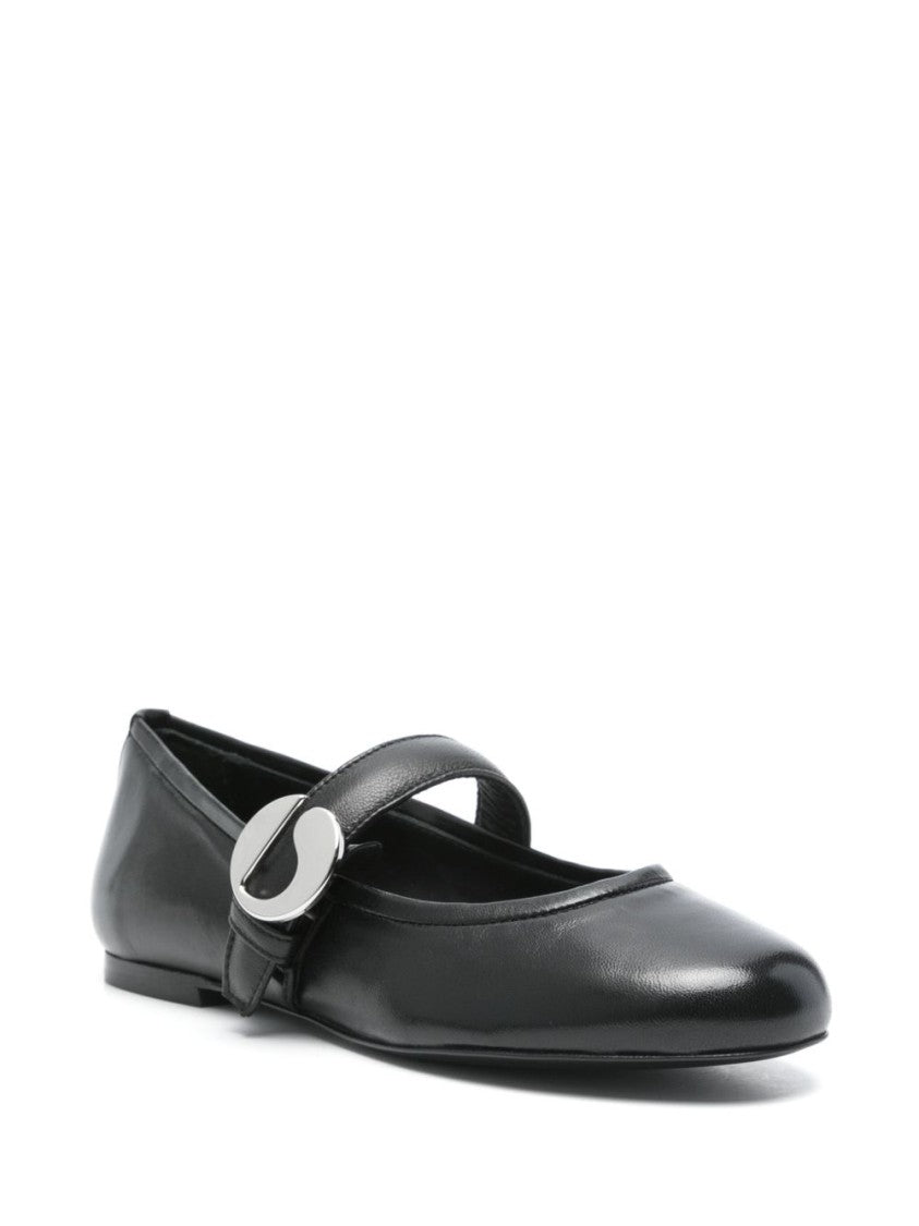 Coperni Black Leather Ballerina Flats With Strap