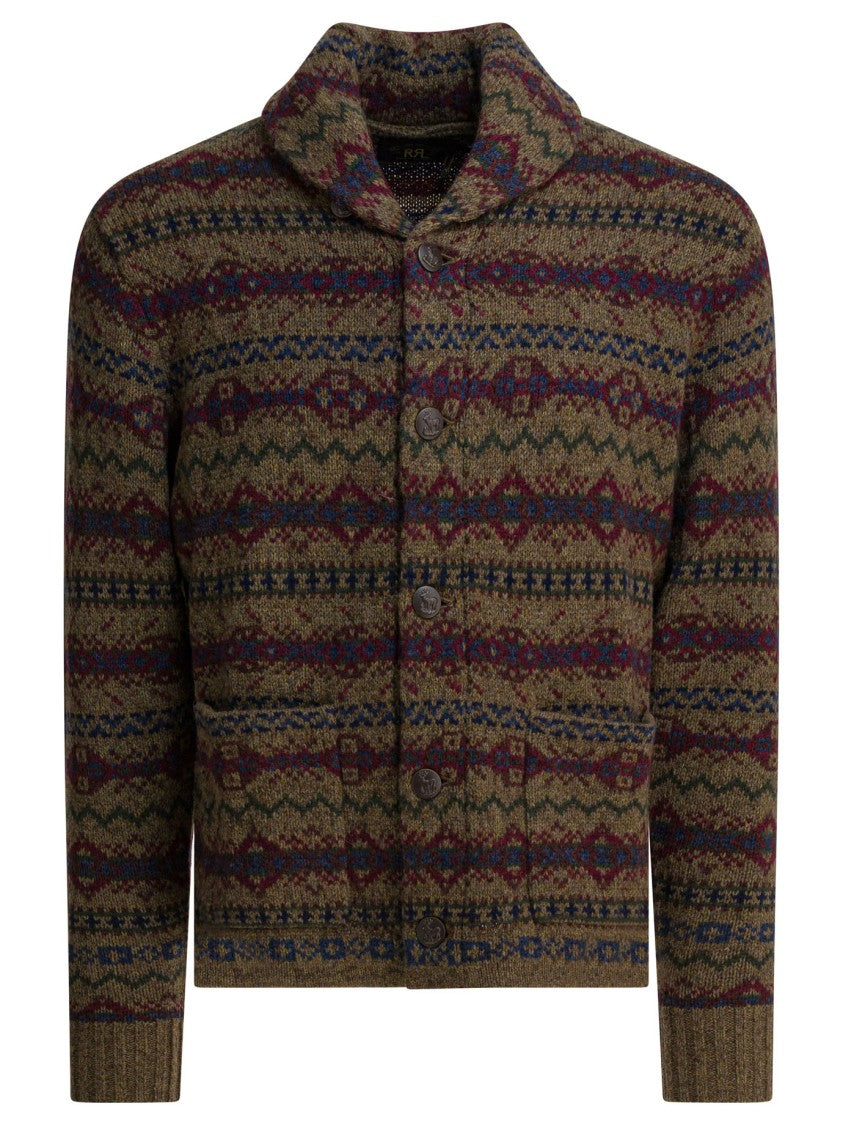 Rrl By Ralph Lauren Patterned Wool Cardigan With Shawl Collar