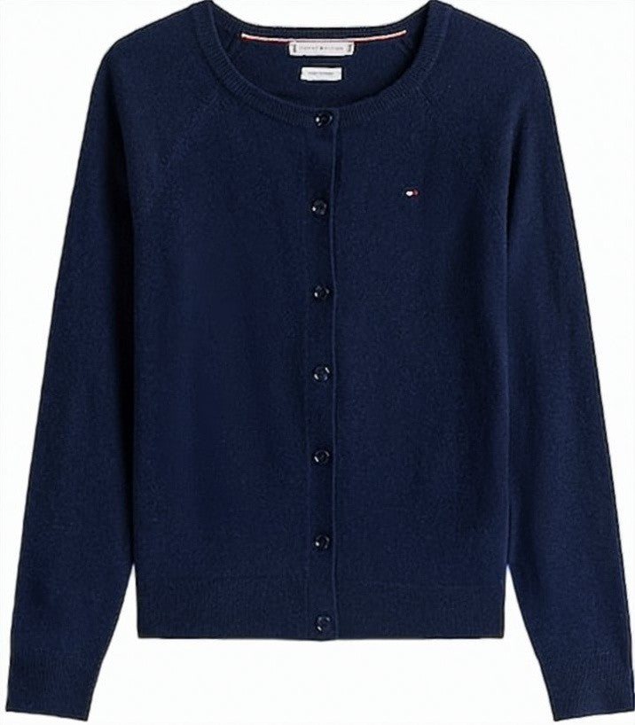 Tommy Hilfiger Fitted Blue Cardigan With Round Neckline