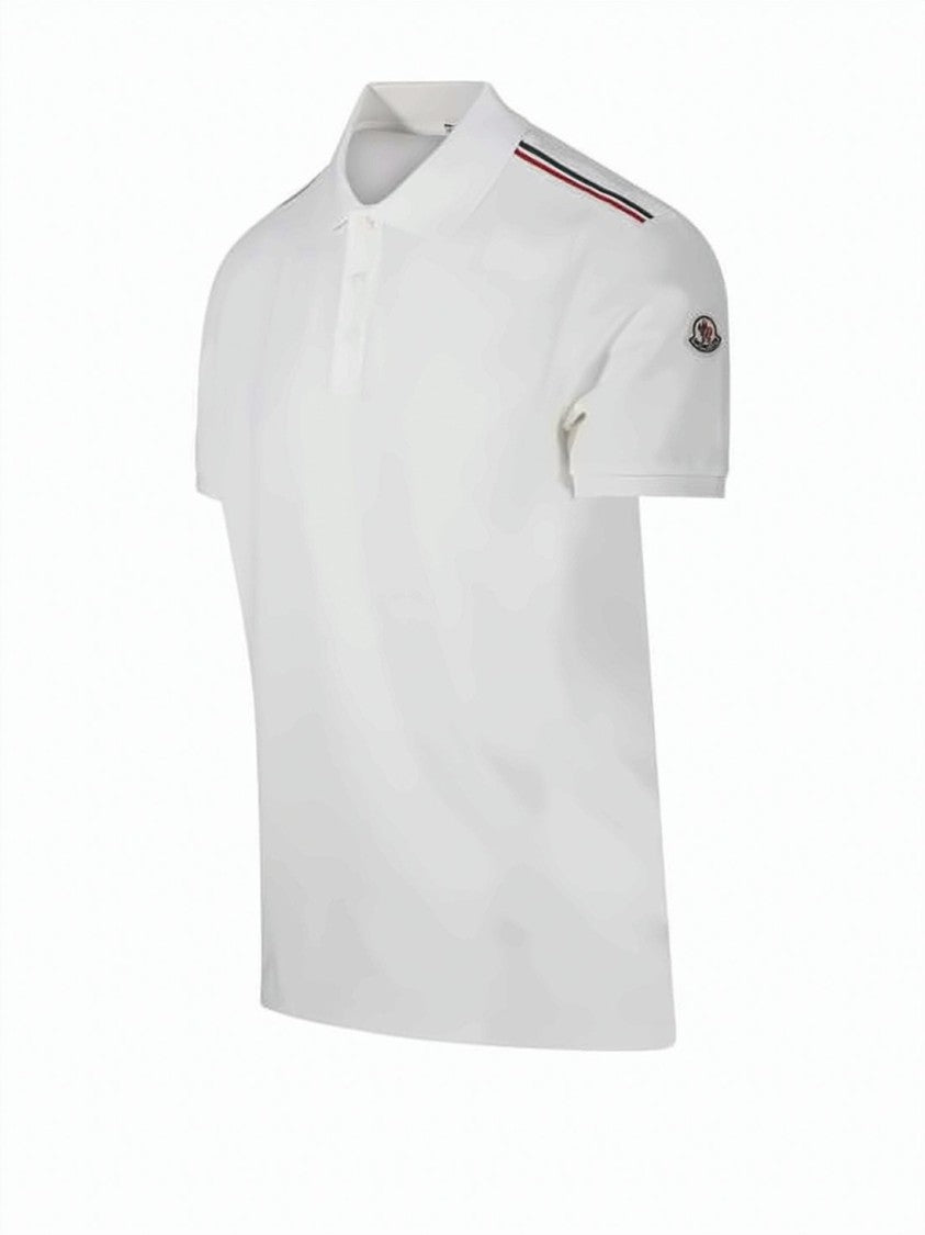 Moncler Short-Sleeve Polo Shirt With Contrasting Cuffs And Logo Patch