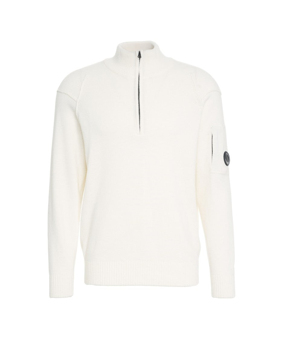 C.P. Company Half-Zip Sweater With Ribbed Details And Logo Pocket
