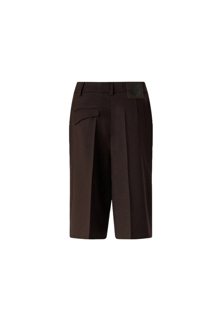 Pinko Brown Polyester-Viscose Blend Button-Tab Bermuda Shorts