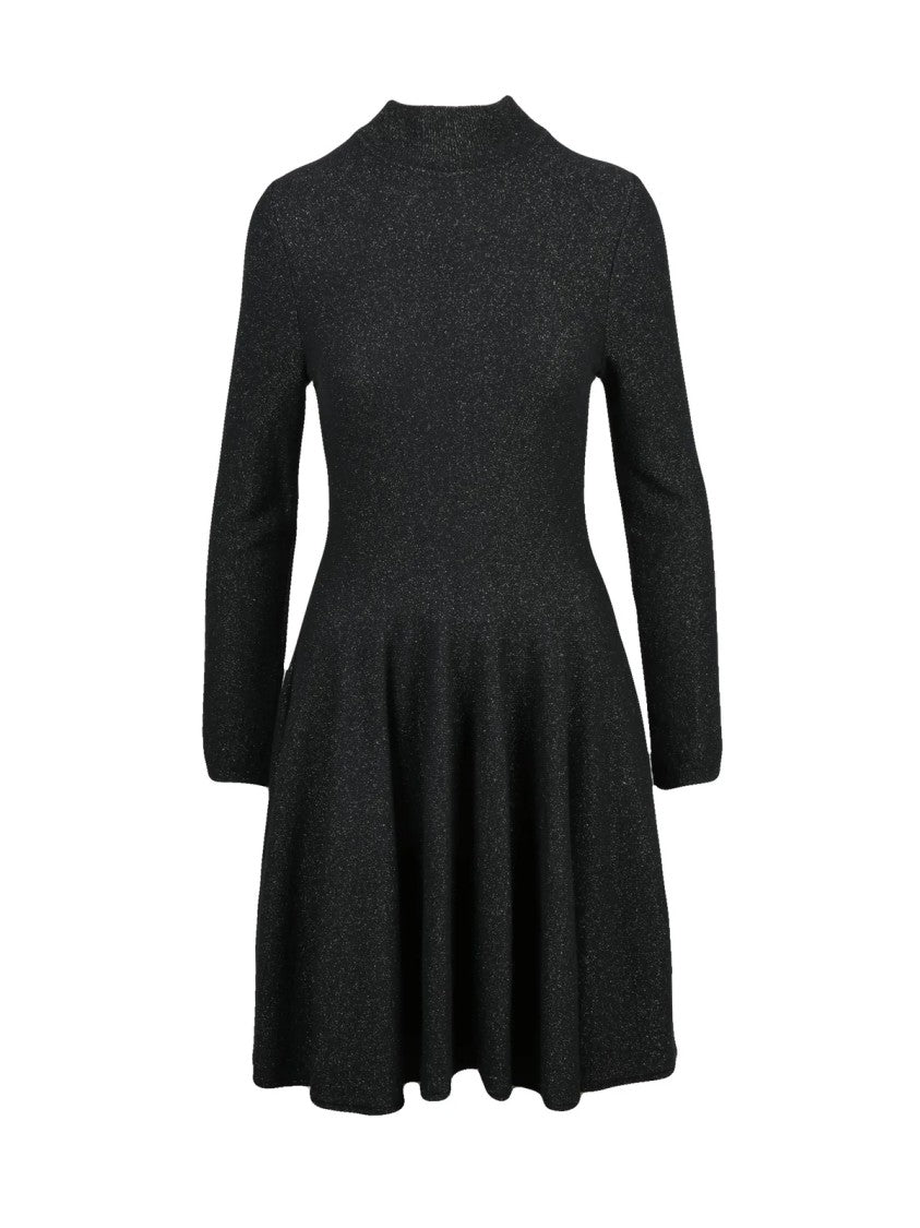 Valenti Black Luminous Knit Virgin Wool-Blend Mini Dress