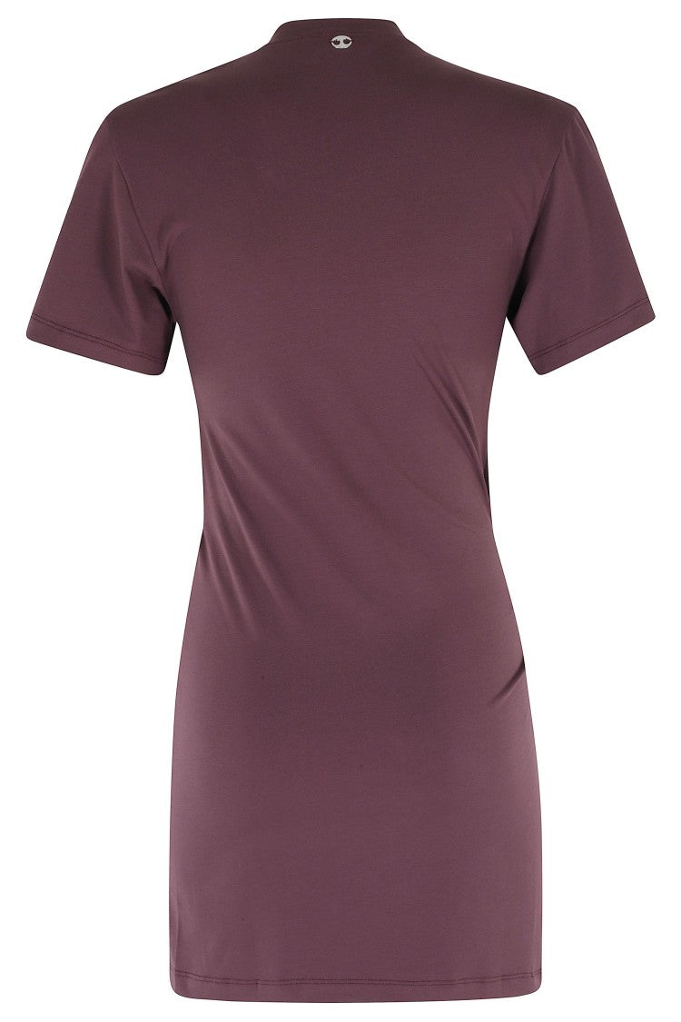Rabanne Burgundy Mini Piercing Curlicue Cotton Dress