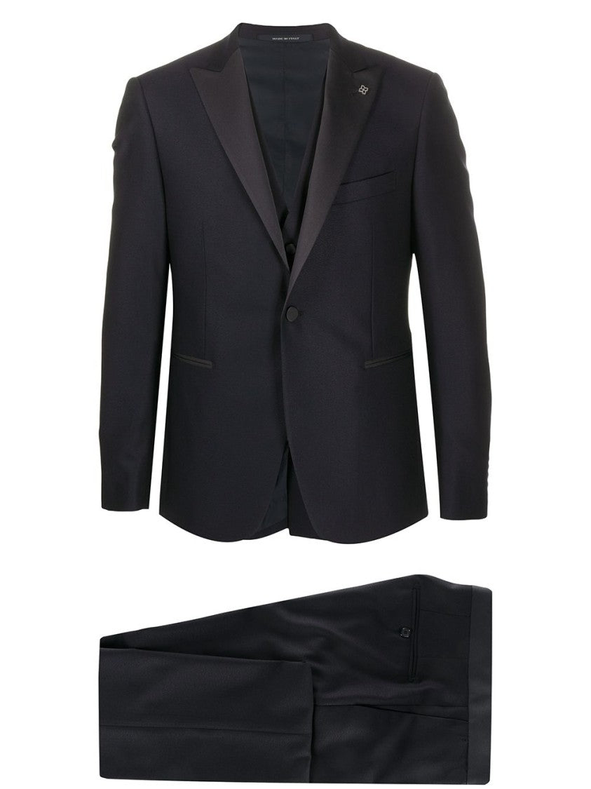 Tagliatore Three-Piece Tailored Suit With Silk-Effect Lapels