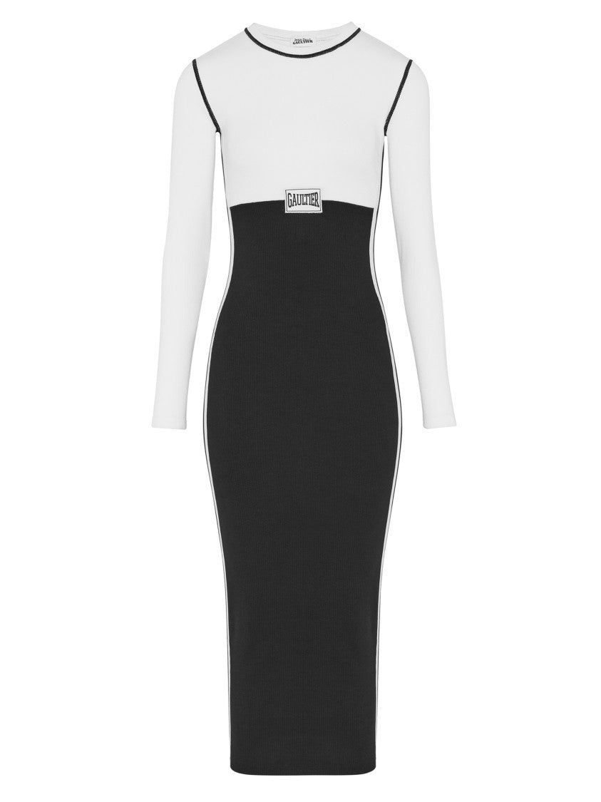 Jean Paul Gaultier Fitted Black/White Long Dress