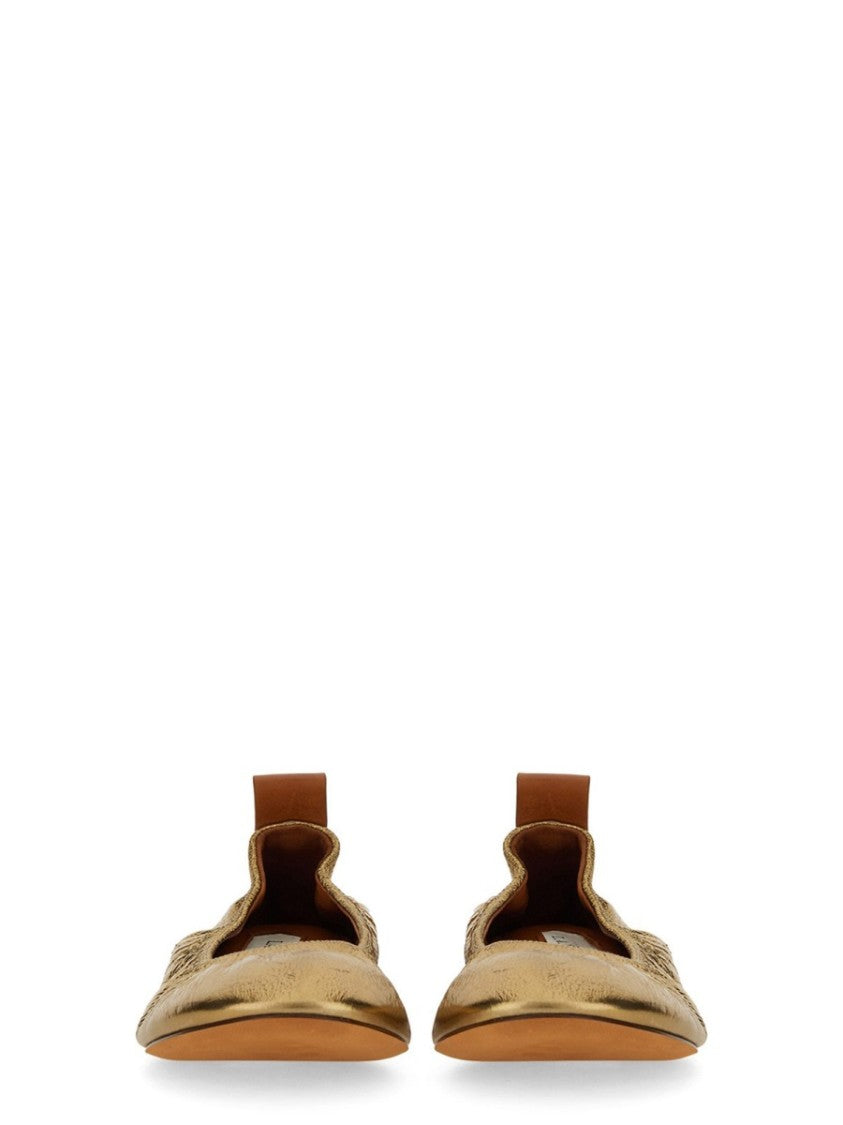 Lanvin Gold Leather Ballerina Flats