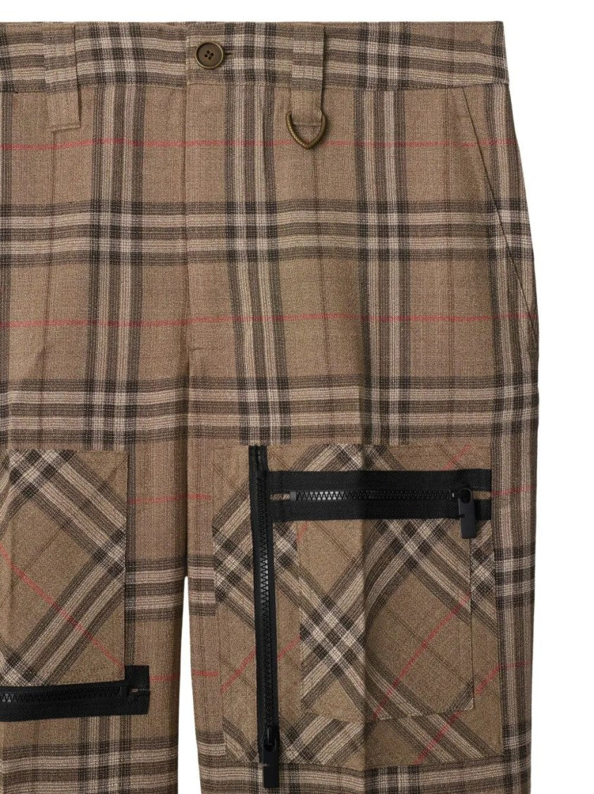 Burberry Tailored Plaid Trousers With Zippered Pockets