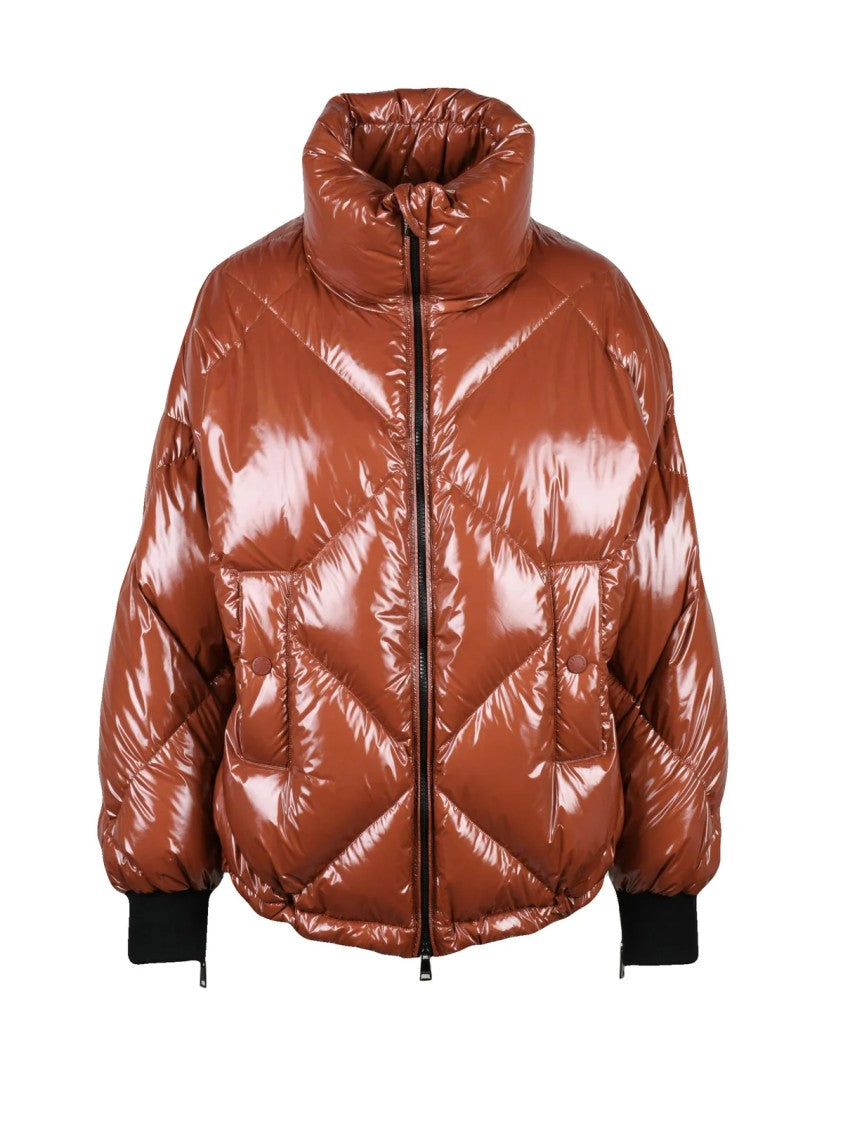 Max Mara Chocolate Quilted Polyamide Down Jacket