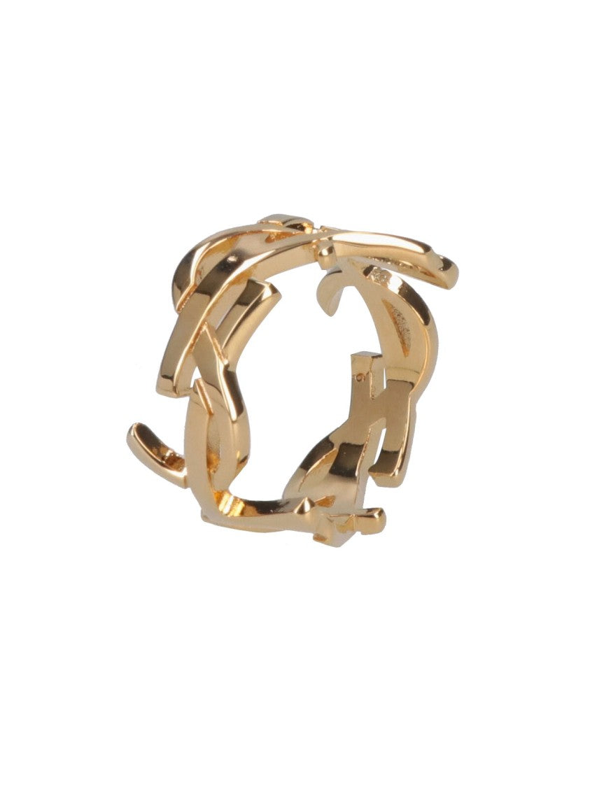 Saint Laurent Gold Logo Brass Ring