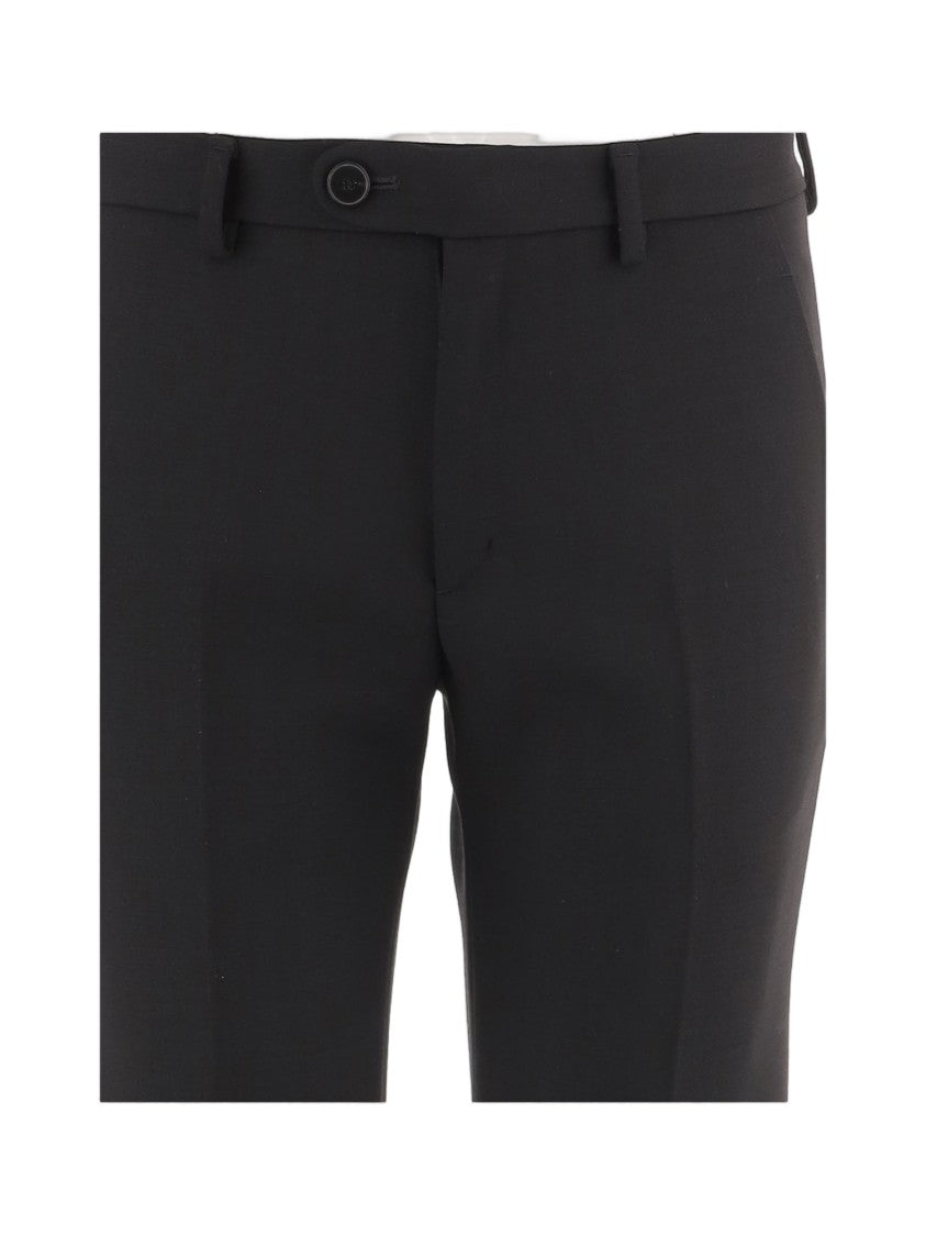 Darkpark Black Colin Tailored Pressed-Pleat Stretch-Wool Formal Pants