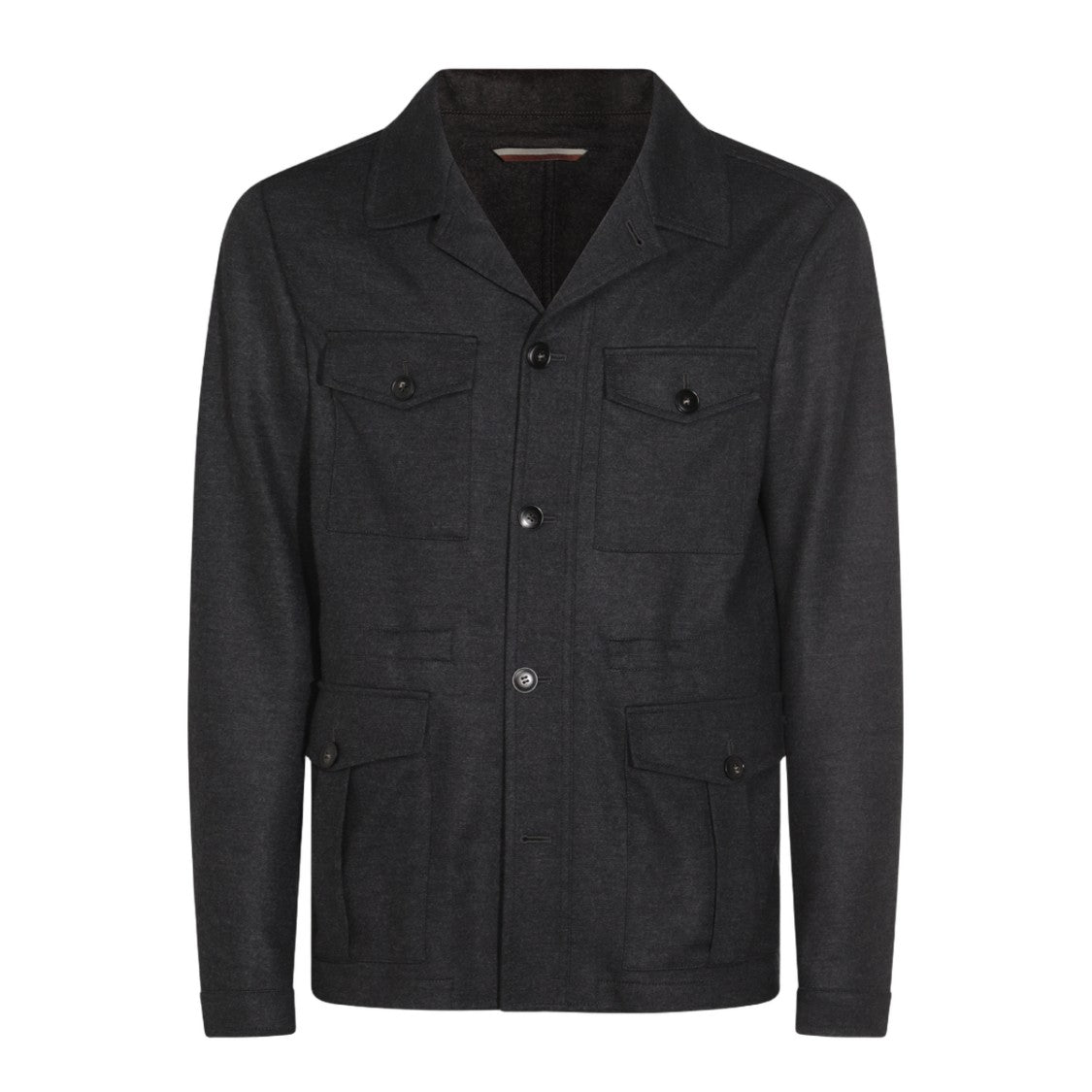 Canali Structured Black Jacket With Buttoned Front